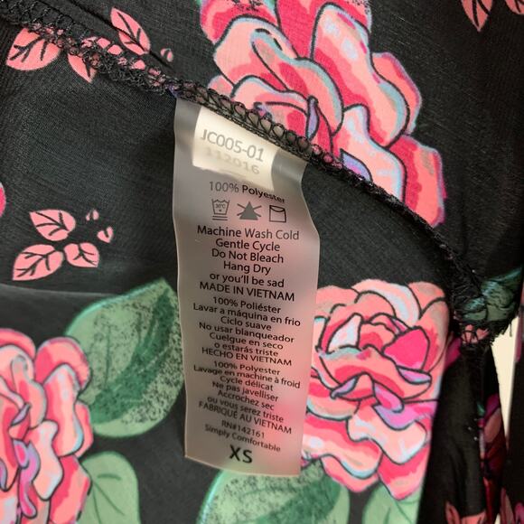 Lularoe Floral Rose Print Joy Duster Vest Cardigan Sleeveless Split Sides XS - Picture 4 of 6